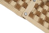 Louis Vuitton 26FW Checkerboard Cutout Brown/White Knit Cardigan - Khaki 260721