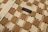 Louis Vuitton 26FW Checkerboard Cutout Brown/White Knit Cardigan - Khaki 260721
