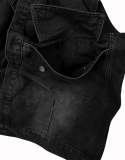 Balenciaga Yellow Font Denim Vest - Charcoal 260811
