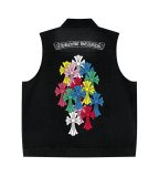 Chrome Hearts Cross Colorful Layered Denim Vest - Charcoal 260811