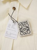 Loewe 26SS Logo Lyocell Spread Collar Long Sleeve Embroidered Shirt - White 260811