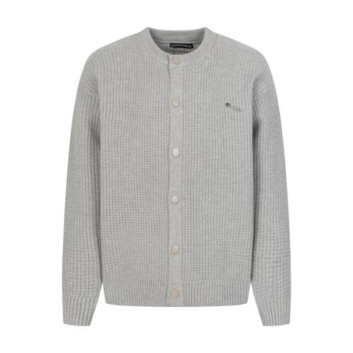 Chrome Hearts Leather Patch Applique Knit Cardigan - Warm Gray 260818