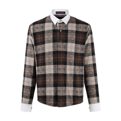 Louis Vuitton 26SS Color-Block Flannel Spread Collar Long Sleeve Shirt - Dark Gray 260818