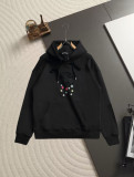 Chrome Hearts New Acid Wash Distressed Long Sleeve Embroidered Hoodie - Black 260818