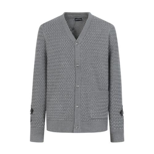 Chrome Hearts Leather Patch Applique Knit Cardigan - Gray 260818