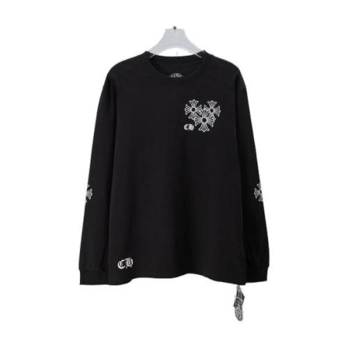 Chrome Hearts Round Neck Sanskrit Long Sleeve Print T-Shirt - Charcoal 260825