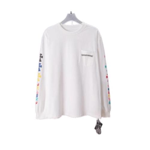 Chrome Hearts Round Neck Colorful Long Sleeve T-Shirt - White 260908
