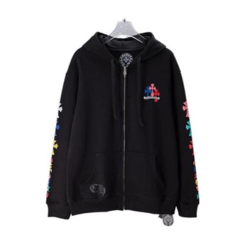 Chrome Hearts New Colorful Cross Hooded Zip Jacket - Black 260908