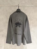 Chrome Hearts New Long Sleeve Embroidered Washed Distressed Sweatshirt - Gray 260908