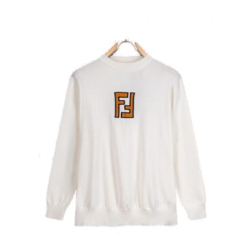 Fendi Fall Winter Jacquard Knit Round Neck Long Sleeve Sweater - White 260915