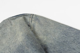 Louis Vuitton New Fall Winter Distressed Panel Denim Jacket - Dark Gray 260915