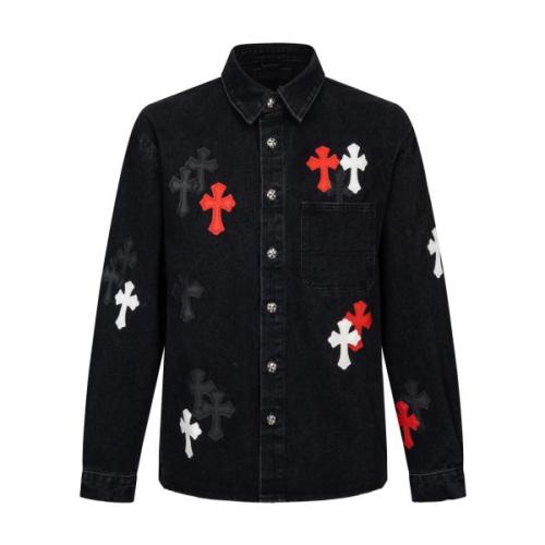 Chrome Hearts 26SS Washed Leather Patch Panel Jacket - Charcoal 260915