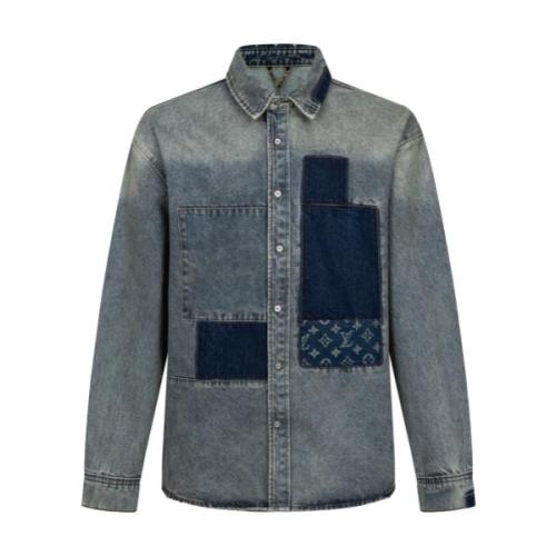 Louis Vuitton New Fall Winter Distressed Panel Denim Jacket - Dark Gray 260915