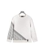 Fendi Wool Jacquard FF Logo Letter Round Neck Long Sleeve Sweater - White 260915