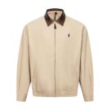 Prada 26FW Embroidered Leather Collar Jacket - Cream 260915