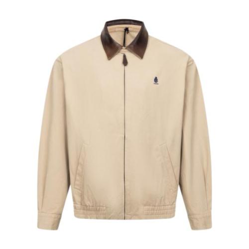 Prada 26FW Embroidered Leather Collar Jacket - Cream 260915