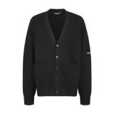 Balenciaga Knit Leather Patch Silicone Cardigan - Black 260915