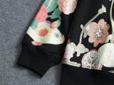 Fendi Hooded Logo Floral Print Long Sleeve Hoodie - Black 261013