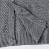 Chrome Hearts Applique Leather Patch Knit Long Sleeve Cardigan - Gray 261013