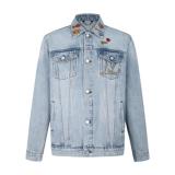 Louis Vuitton 26FW Gold Label Metal Logo CVD Skate Long Sleeve Washed Embroidered Denim Jacket - Cream 261013
