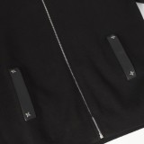 Louis Vuitton Wool Knit Leather Long Sleeve Zip Jacket - Charcoal 261013