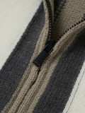 Gucci 26FW Vertical Stripe Striped Knit Long Sleeve Zip Jacket - Warm Gray 261013