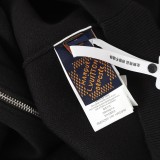 Louis Vuitton Wool Knit Leather Long Sleeve Zip Jacket - Charcoal 261013