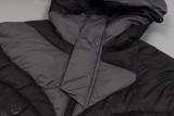 Louis Vuitton Fall Winter Monogram Print Color-Block Hooded Long Sleeve Zip Down Jacket - Charcoal 261013