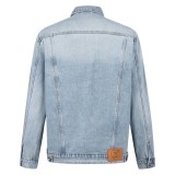 Louis Vuitton 26FW Gold Label Metal Logo CVD Skate Long Sleeve Washed Embroidered Denim Jacket - Cream 261013