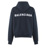 Balenciaga 25SS Polo Collar Embroidered Letter Logo Long Sleeve Hoodie - Blue 261013