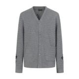 Chrome Hearts Applique Leather Patch Knit Long Sleeve Cardigan - Gray 261013