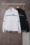 Balenciaga 26FW Paneled Stripe Logo Long Sleeve Zip-Front Jacket - White 261020