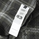 Chrome Hearts Plaid Check Leather Patch Cross Metal Button Patch Pocket Long Sleeve Jacket - Dark Gray 261020