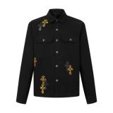 Chrome Hearts Cross Cargo Long Sleeve Embroidered Denim Jacket - Black 261020