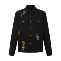 Chrome Hearts Cross Cargo Long Sleeve Embroidered Denim Jacket - Black 261020