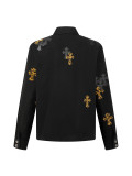 Chrome Hearts Cross Cargo Long Sleeve Embroidered Denim Jacket - Black 261020