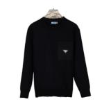 Prada 22SS Triangle Logo Pocket Long Sleeve Knit Sweater - Charcoal 261020