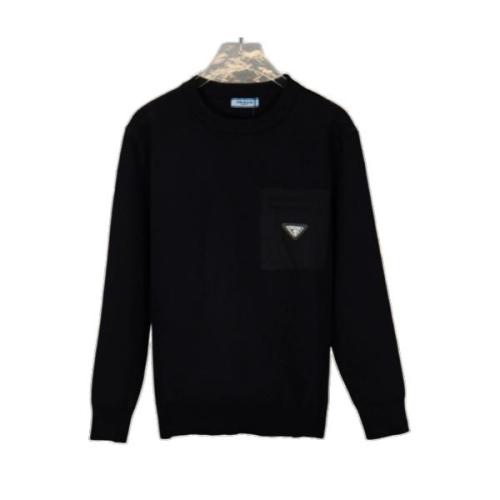 Prada 22SS Triangle Logo Pocket Long Sleeve Knit Sweater - Charcoal 261020