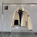 Canada Goose Wool Fleece Stand Collar Logo Patch Zip Jacket - Gray 261020