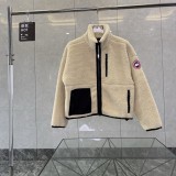 Canada Goose Wool Fleece Stand Collar Logo Patch Zip Jacket - Gray 261020