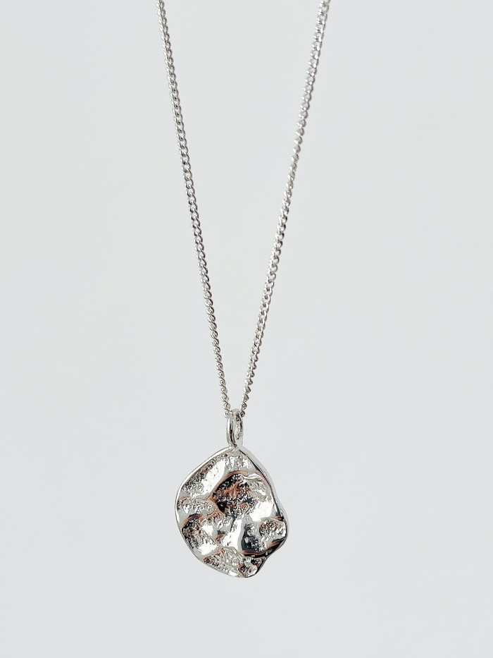 925 Sterling Silver Irregular Vintage geometry Pendant Necklace