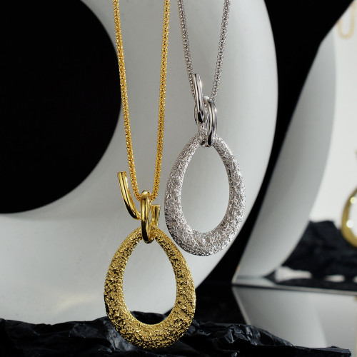 Luxury 925 Sterling Silver Texture Long Necklaces
