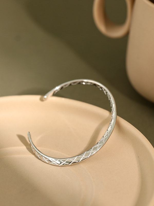 925 Sterling Silver Geometric Minimalist Cuff Bangle