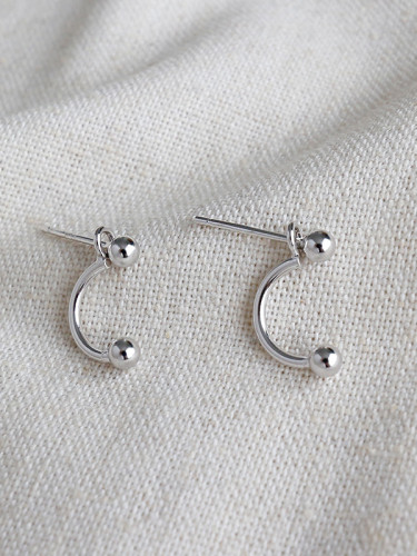 925 Sterling Silver With Platinum Plated Simplistic Geometric Stud Earrings