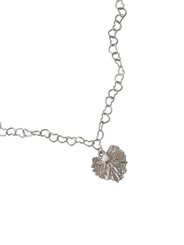 925 Sterling Silver Imitation Pearl Leaf Vintage Necklace