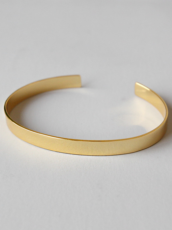 Sterling silver minimalist gold glossy open bracelet