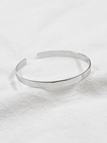 925 Sterling Silver With Silver Plated Simplistic Geometric opening Bangles