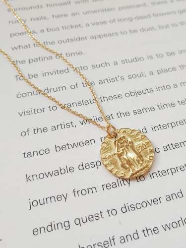 925 sterling silver gold head Coin Pendant Necklace