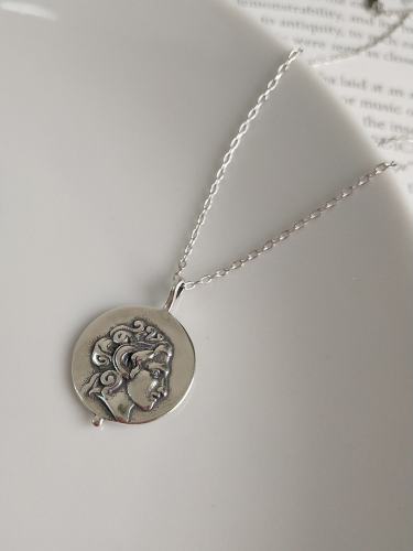 925 Sterling Silver Round Artisan Initials Necklace