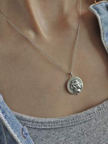925 Sterling Silver Round Artisan Initials Necklace